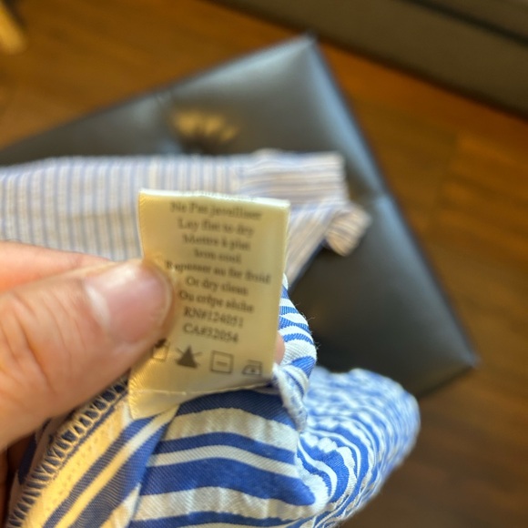 Blue & White Stripped Tie Front Maxi Shirt Dress, Coastal Chic Button Down Dress - Picture 9 of 11